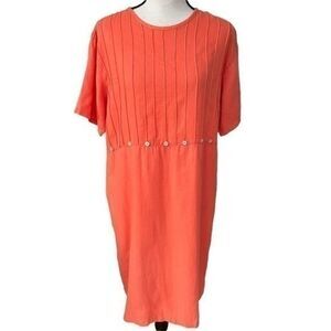 Aegean 100% linen orange boxy dress size M made in Turkey
